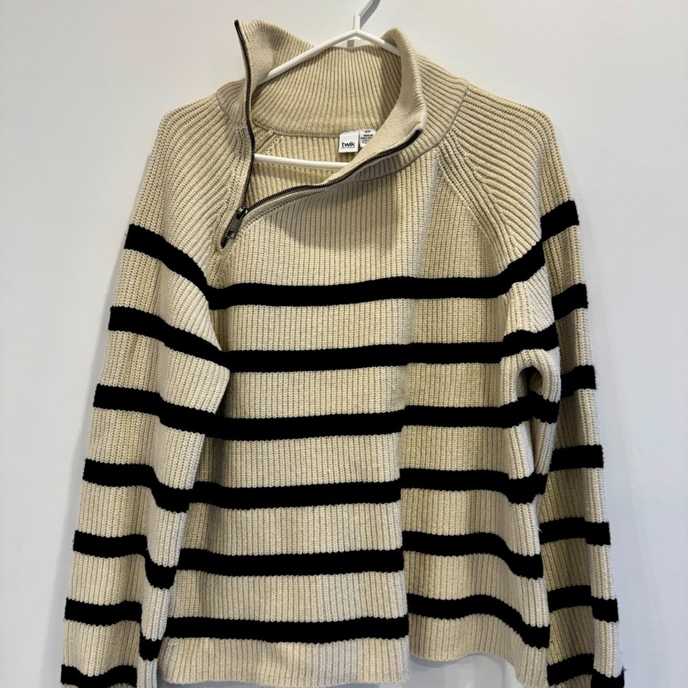 Twik Striped Beige and Black Sweater